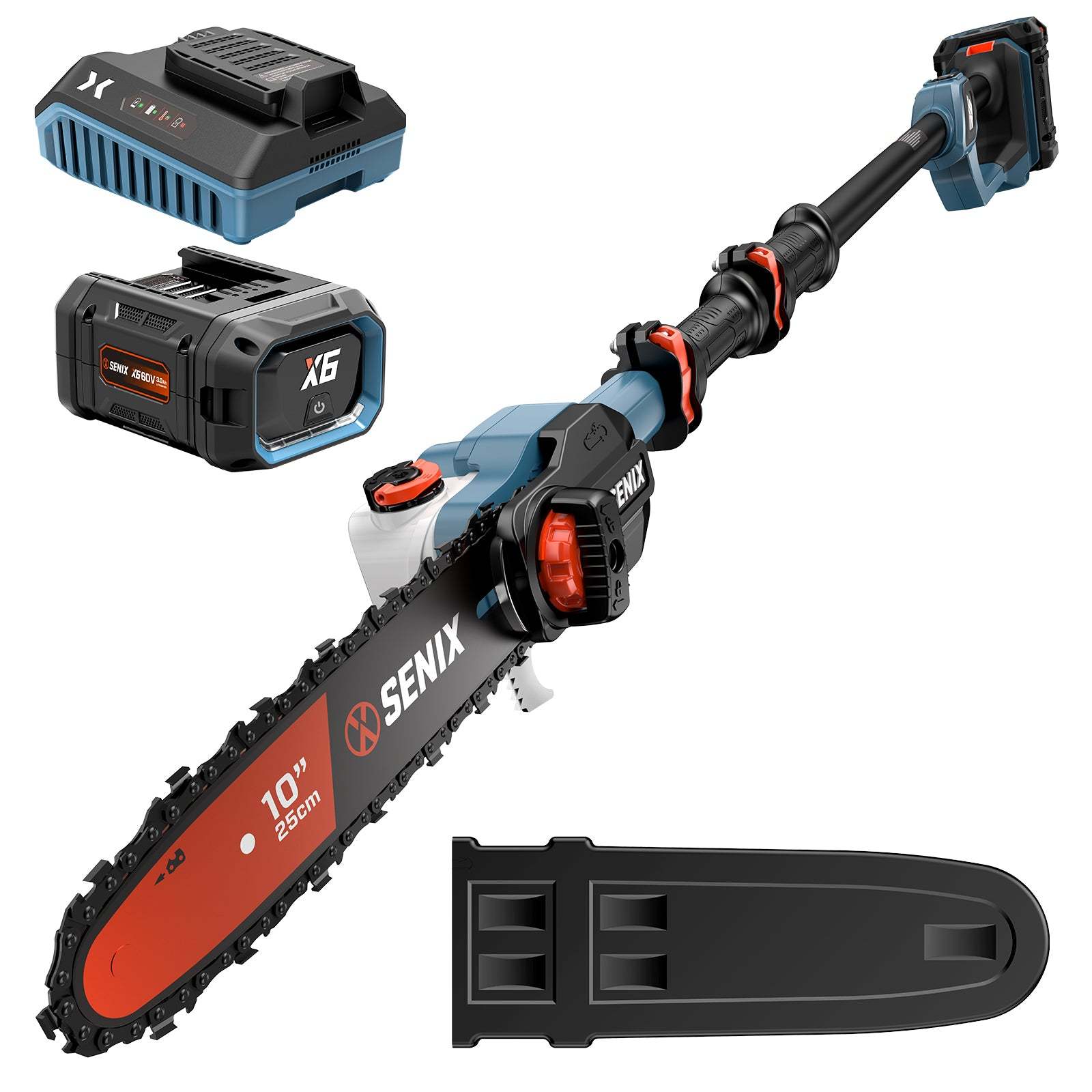 X6 60V Max* 10" Cordless Pole Saw, Brushless (3.0 Ah Battery & Charger | Pole Saws | SENIX Tools